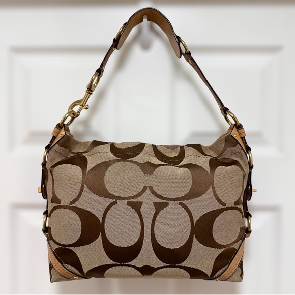 Coach Handbags - Coach Carly Signature Jacquard Leather Trim Hobo Shoulder Bag Y2K